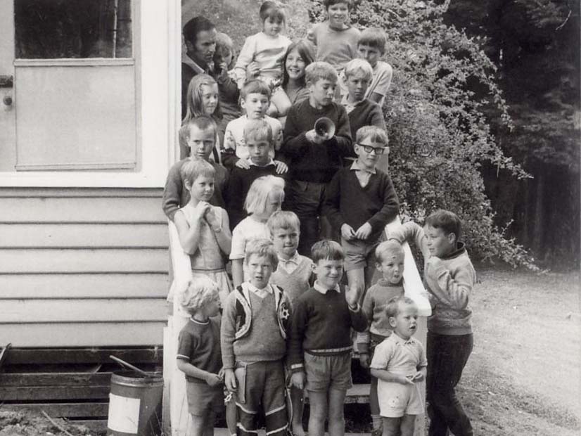Camp Manyung 100 years children on steps