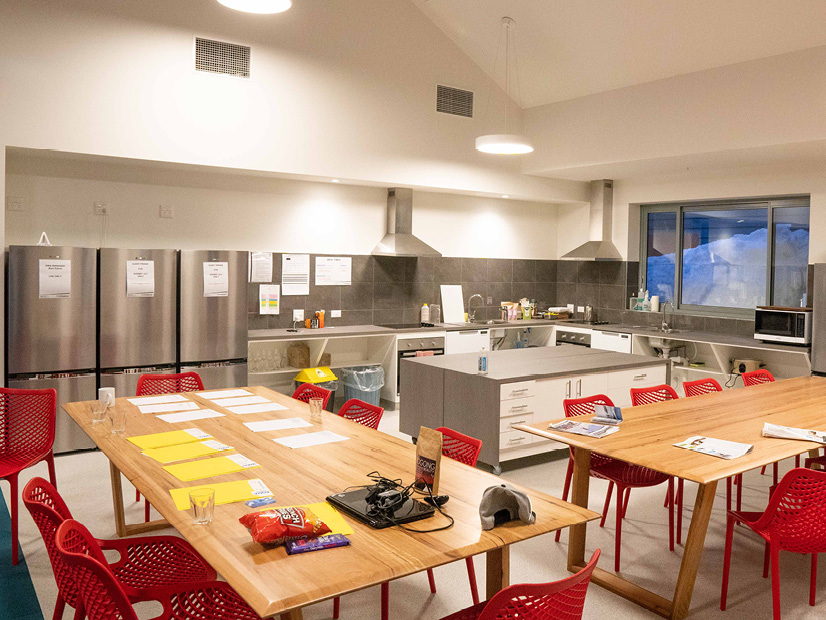 The kitchen of the All Access Abilities Building at Howmans Gap Alpine Centre.