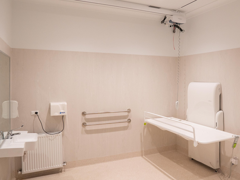 A changing places bathroom of the All Access Abilities Building at Howmans Gap Alpine Centre.